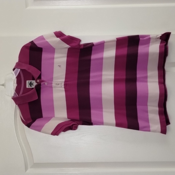 Old Navy size large graphic stripes pinks and purple athletic prep polo top - Picture 1 of 12